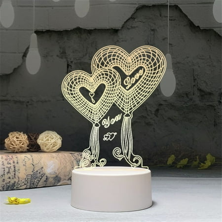 

3D USB Acrylic Night Light LED Table Desk Bedroom Decor Gift Warm White Lamp