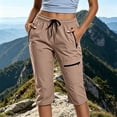thumbnail image 2 of Guluxicc Womens Hiking Cargo Capri Pants Elastic Waist Lightweight Trousers with Zipper Pockets Womens Summer Outdoor Workout, 2 of 8