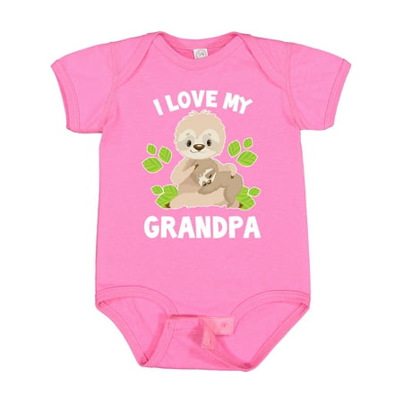 

Inktastic Cute Sloth I Love My Grandpa with Green Leaves Gift Baby Boy or Baby Girl Bodysuit