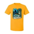 thumbnail image 2 of Wild Bobby, Wolf Howling At the Full Moon Wolf Pack Animal Lover Men's Graphic T-Shirt, Gold, Small, 2 of 3