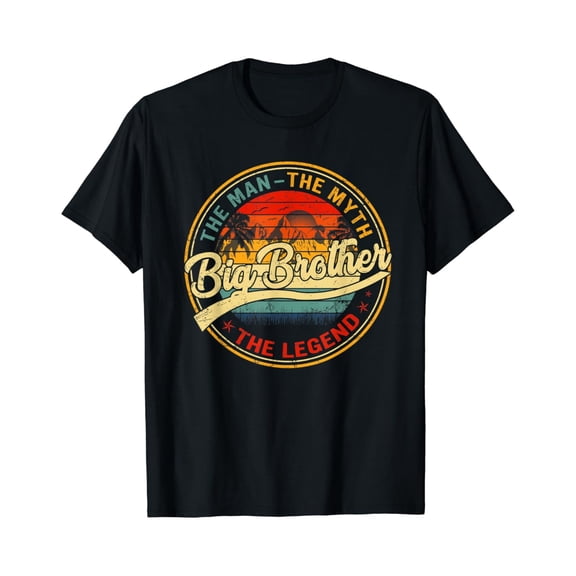 Retro Big Brother The Man The Myth The Legend Vintage Sunset Graphic T-Shirt Men's Family Announcement Apparel
