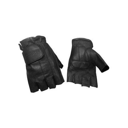 Redline Men's Gel Padded Fingerless Motorcycle Leather Gloves, Black