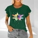 thumbnail image 5 of Mujeres Manga Corta Tops Moda Imprimir Blusa Divertida, Cuello Redondo Poliéster Spandex Tee, 5 of 6