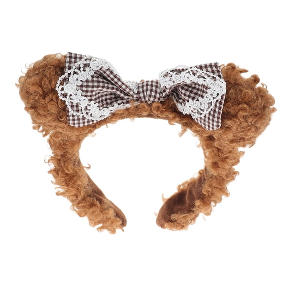 Luxshiny Cute Bear Ears Plush Headband Light Brown Soft Fabric Hair Accessory for Face Washing