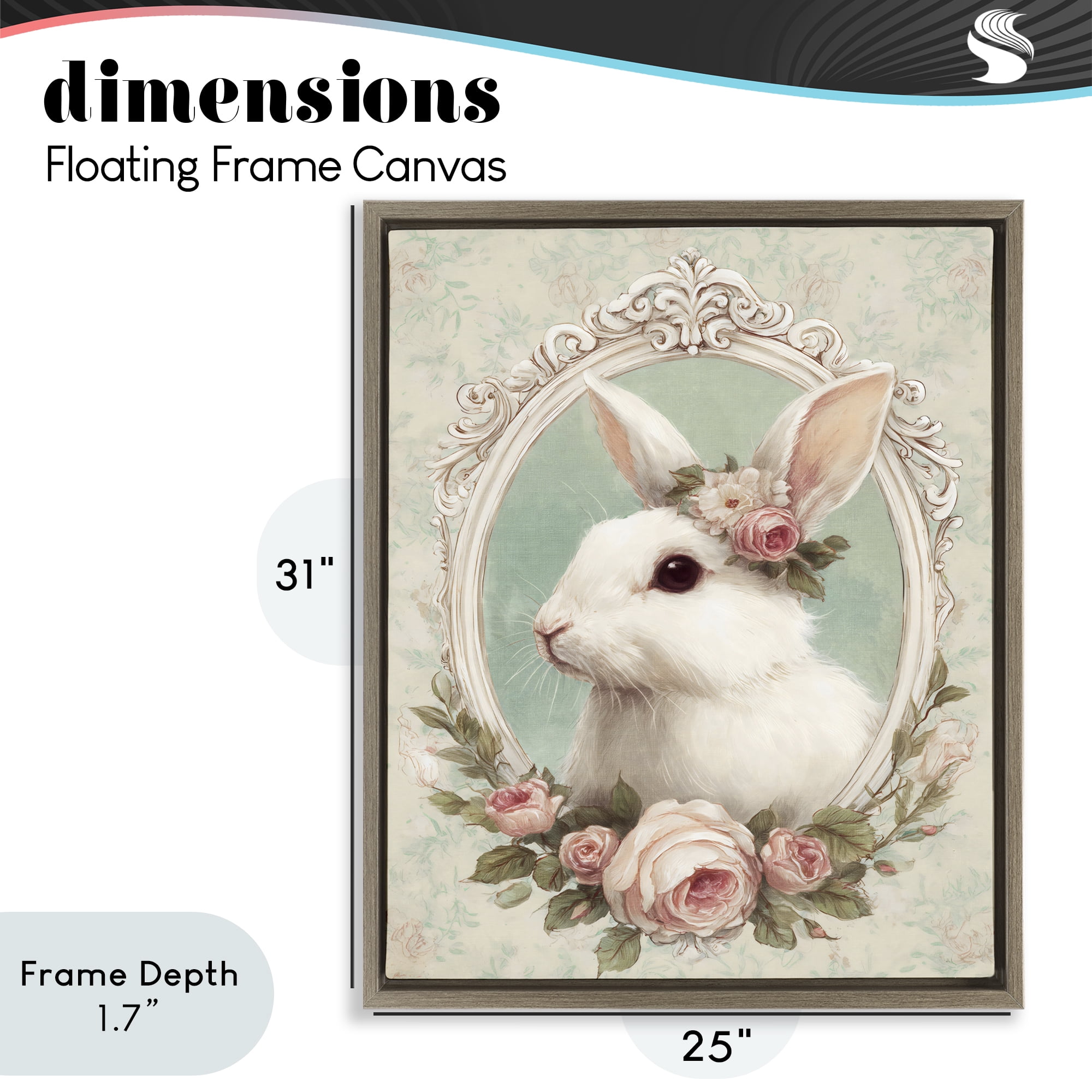 Stupell Industries Flower Fringed Bunny Portrait Brown Framed Floater Canvas Wall Art, design by Ink Drop Loft