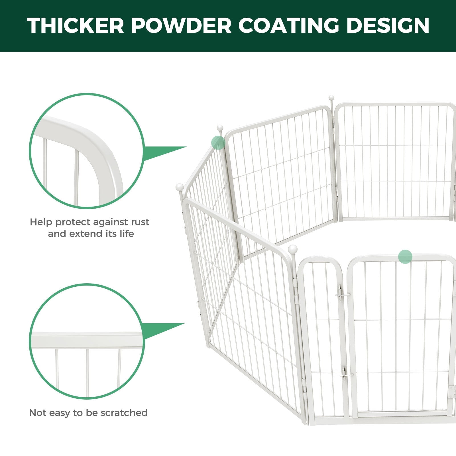 FXW Aster Dog Playpen Designed for Courtyard, RV Camping, 24" 16 Panels for Small Dogs, White