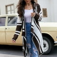 thumbnail image 5 of Fesfesfes Cardigan for Women Long Sleeve Stripes Hooded Knit Cardigan Irregularity Sweater Coat Under $10, 5 of 6