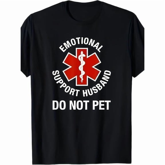 100% Cotton Men's Funny "Emotional Support Husband Do Not Pet" Graphic T-Shirt - Regular Fit Short Sleeve Casual Tee, Birthday Gift for Dad Husband Gift for Husb Golf Gift T-Shirt For Men and Women