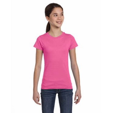 LAT Sportswear 2616 Girls Fine Jersey Longer Length T-Shirt- Raspberry - Small