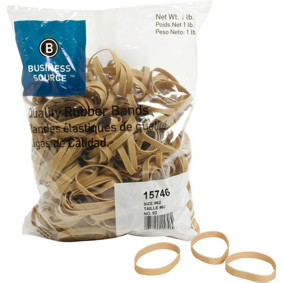 Business Source Quality Rubber Bands - Size: #62 - 2.5" Length x 0.3" Width - Sustainable - 450 / Pack - Rubber - Crepe | Bundle of 5
