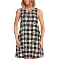 thumbnail image 1 of Fotbe Black Plaid Heart Vestido de Verano sin Mangas para Mujer – Vestido Midi Línea A, Estilo Camiseta Floral, Vestido Playero Casual y Fluido, 1 of 7