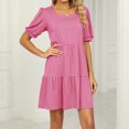thumbnail image 2 of Efsteb Plus Size Short Sleeve Dress for Women Beach Loose Sundresses Short Sleeve Dress Casual Summer Trendy Solid Color Dress Square Neck Dresses, 2 of 5