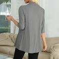 thumbnail image 5 of HAOTAGS Women's Soft Lightweight Cardigan, Three-Quarter Sleeve Draped Ruffles Knit Cardigan Gray L, 5 of 8