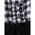 thumbnail image 5 of Qiylii Girl’s Dress Plaid Mesh Yarn Stitching Button Long Sleeve Dress, 5 of 8