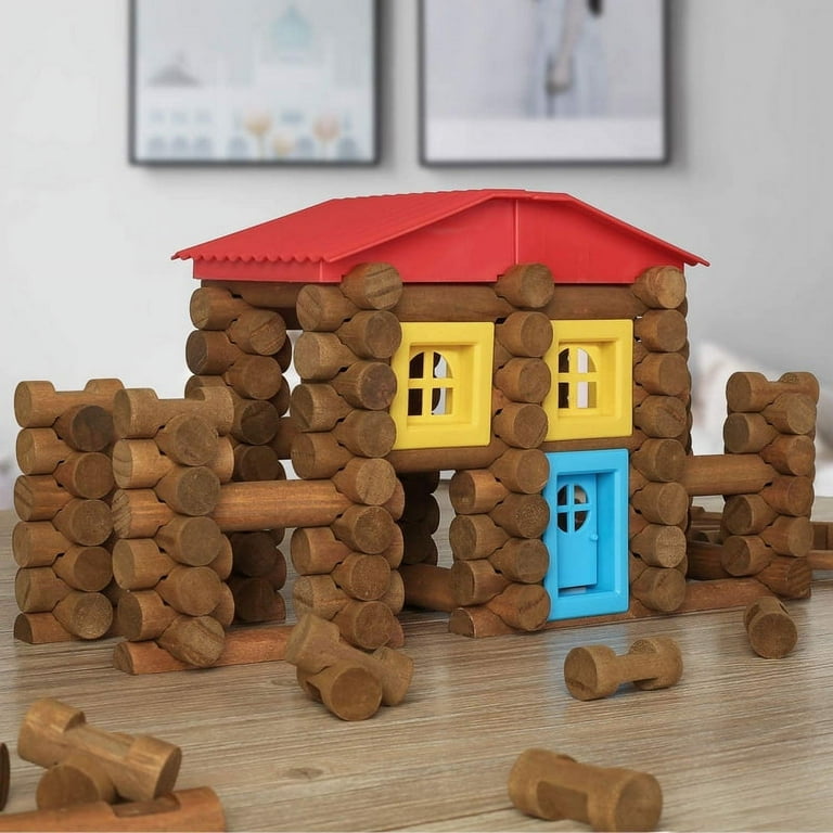 SainSmart Jr. 150 PCS Wooden Log Cabin Set Building House Toy for Toddlers  TY10 