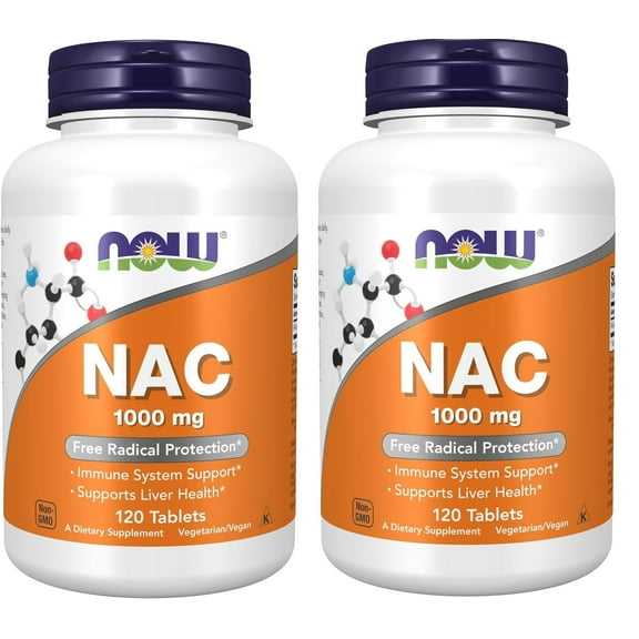Now Foods Nac (N-Acetyl-Cysteine) 1,000 mg 120 Tab 2 Bottles