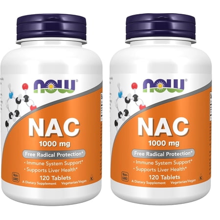 Now Foods Nac (N-Acetyl-Cysteine) 1,000 mg 120 Tab 2 Bottles