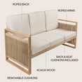 thumbnail image 4 of Gable 3-Seat Mid-Century Modern Roped Acacia Wood Outdoor Sofa with Cushions, Beige/Light Teak, 4 of 9