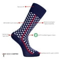 thumbnail image 3 of Love Sock Company Men's Funky Cool Polka Dots Dress Socks Red Line Navy (M), 3 of 4