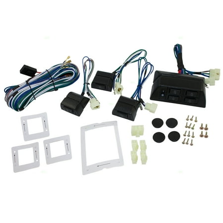 - Universal Power Window Switch Kit Flat Design with Bezels, Switch & Wiring Harness for 4-Door Pickup Truck SUV Van Car
