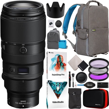 Nikon NIKKOR Z 100-400mm f/4.5-5.6 VR S Full Frame Telephoto Zoom Lens for Z-Mount Mirrorless Cameras 20106 Bundle with Deco Gear Photography Backpack + Filter Kit + Editing Software and Accessories