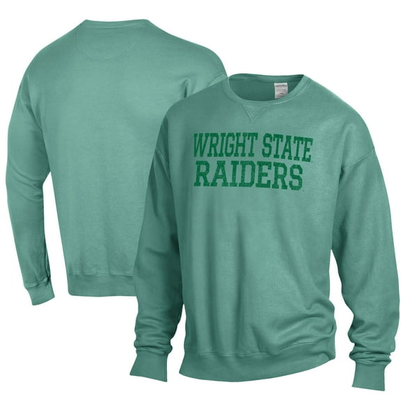 Men's ComfortWash Green Wright State Raiders Stack Garment Dyed Crewneck Pullover Sweatshirt