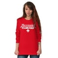 thumbnail image 4 of Mermaid Off Duty Cute Beach Day Vacay Women's Long Sleeve T Shirt Brisco Brands L, 4 of 6