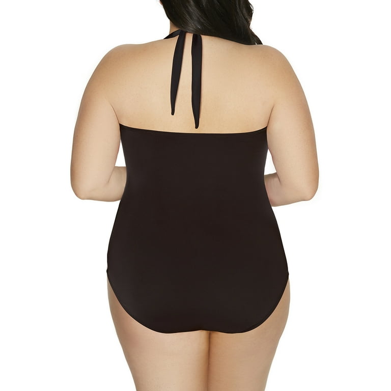 100 Degrees Women's Plus-Size Maillot Tie-Neck One-piece Swimsuit