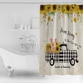 thumbnail image 2 of Shower Curtains Sets for Bathroom Decor Farm Pig Black Plaid Trucks Waterproof Bathroom Curtain with Hooks, Vintage Leaves Sunflower for Bathroom Decor,36x72IN, 2 of 7