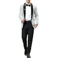 thumbnail image 2 of Unique Bargains Men's Sequin Sport Coats Shawl Lapel One Button Wedding Shiny Blazer L Silver, 2 of 6