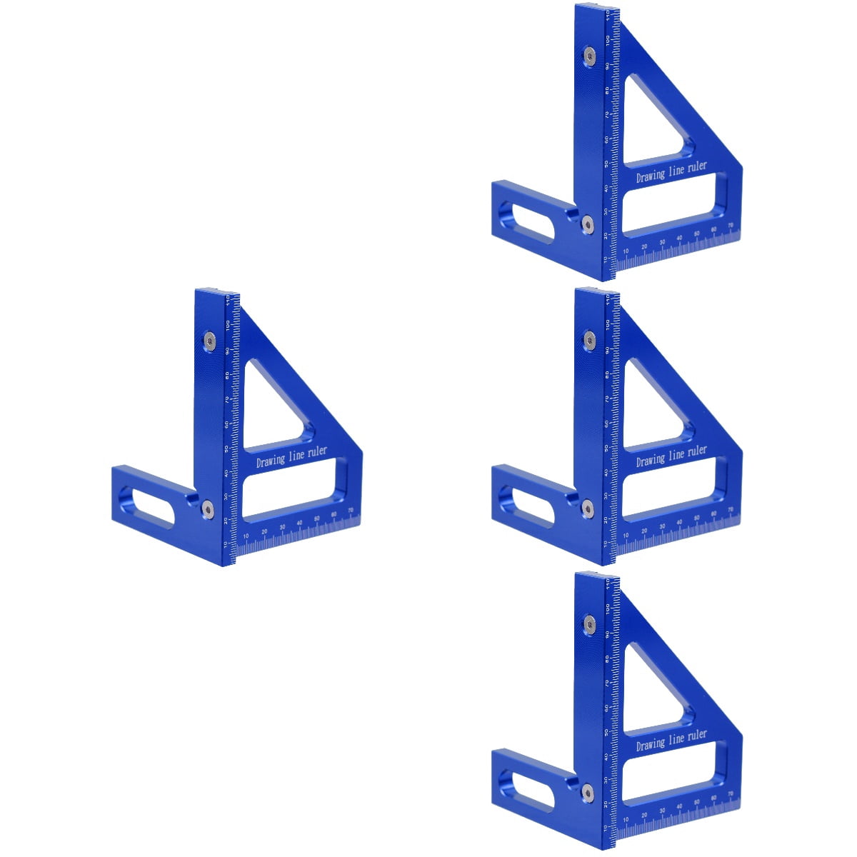 4-Piece Multi-Angle Measuring Ruler Set with Straight Edge and Carpentry Triangle for Precise Woodworking