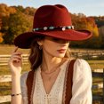 thumbnail image 2 of Sun Hats for Women Wide Brim Cowboy Hat Western Jazz Style Autumn Winter Hats, 2 of 5