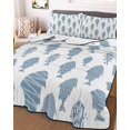 thumbnail image 3 of Quilts Queen Size, Abstract Art Fish Blue Soft Comforter Bedding Set for Bed, Coastal Ocean Summer Marine Life Lightweight Quilted Bedspread with Pillow Cover(2 Pieces) for All Season, 90x96 Inch, 3 of 6