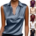 thumbnail image 4 of Women's Sleeveless Silk Satin Blouse, Casual V Neck Tank Top for Business, Office, and Dressy Summer Wear,Black,2XL, 4 of 7
