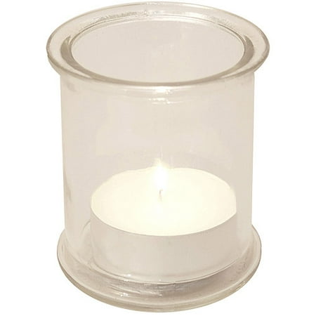 4 Glass Candle Holders with 12 Extra Large Citronella Tea Light Candles