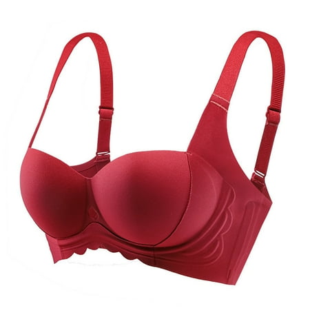 Sheghy Wireless T-Shirt Bra-Seamless Color Block Comfort Everyday Bra/Ladies Sports Bras Clearance Red