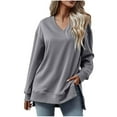 thumbnail image 2 of Ftwytp Women's Casual Long Sleeve V Neck Shirts Lightweight Sweatshirts Fashion Solid Color Tunic Tops with Leggings, 2 of 5