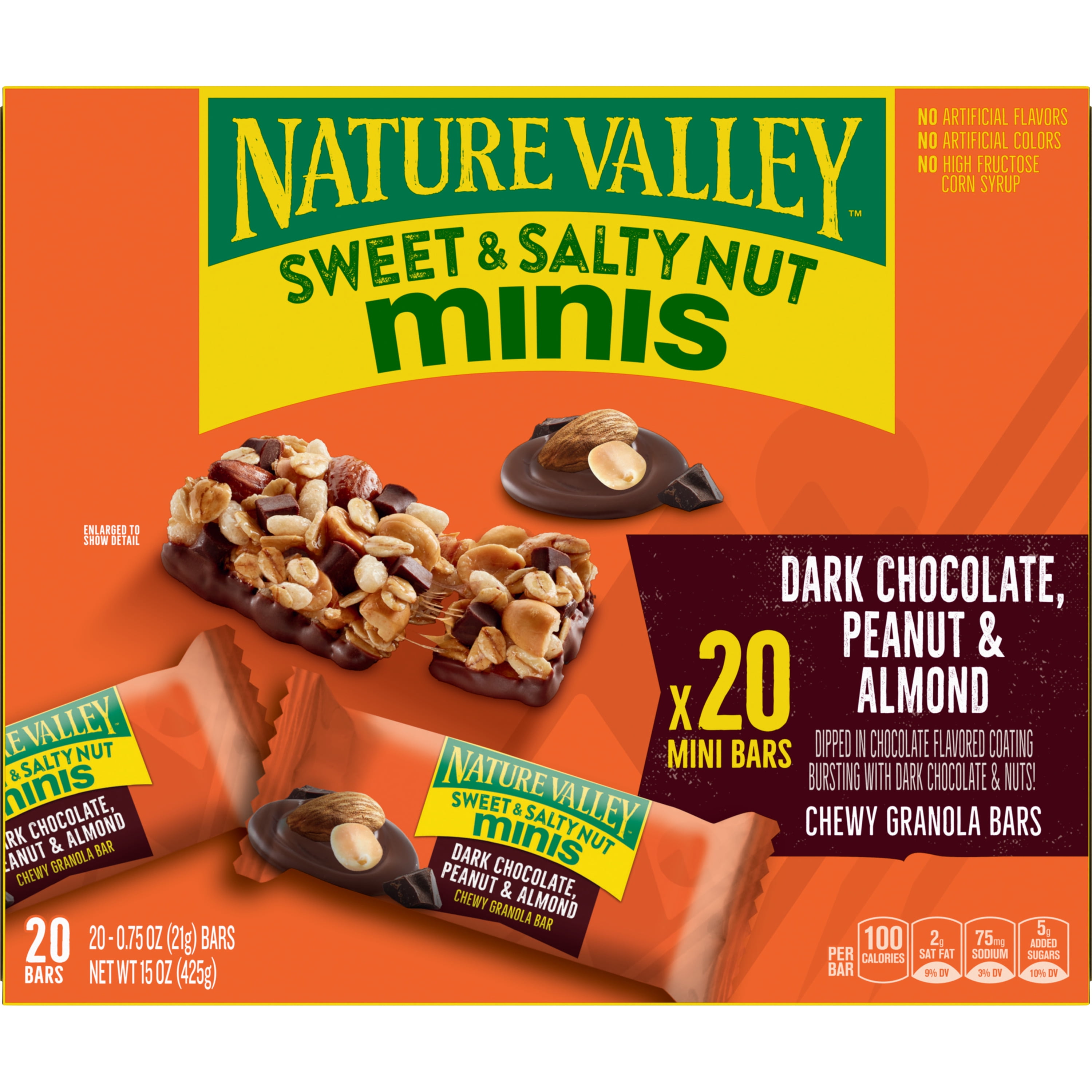 Nature Valley Mini Granola Bars, Dark Chocolate Peanut Almond, 20 Bars, 15 OZ