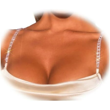 QIUYIDP 1Pair Rhinestone Shoulder Strap Chain Jewelry for Women Sexy Bridal Crystal Shoulder Lingerie Chain Rhinestone Wedding Body Bra Straps Dress Jewelry Accessories