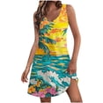 thumbnail image 2 of Viikei Sleeveless Summer Dress for Women,Women's Summer Fashion Beach Pocket Printing Sleeveless V-Neck Dress Yellow M, 2 of 7