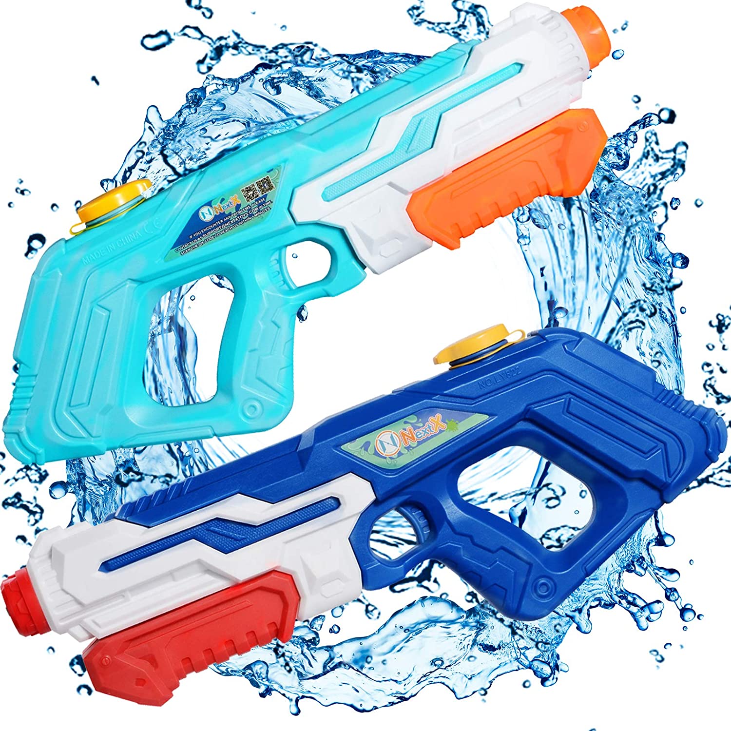 NextX Water Squirt Gun for Kids, 2 Pack 970cc Soaker Blaster Toys