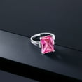 thumbnail image 3 of Gem Stone King 10.07 Cttw Pink Created Sapphire Engagement Ring for Women | 925 Sterling Silver| Octagon 14X10MM | Gemstone September Birthstone | Size 5, 3 of 5