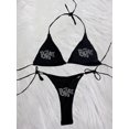 thumbnail image 3 of Traje de baño de playa punk para mujer de los años 2000, ropa gótica, traje de baño BRAT con estampado de diamantes de imitación, bikini grunge, trajes de baño Y2K con cordones, 3 of 4