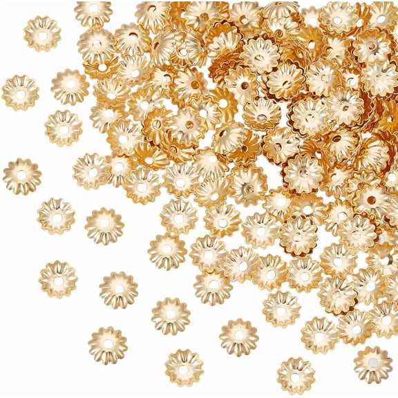 200pcs 5.5mm 18K Gold Plated Flower Bead Caps Spacer Stainless Steel Ends Caps for DIY handcrafting