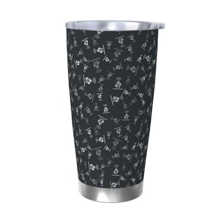 

Uemuo Wireless Antenna Icon Print Travel Coffee Mug 20oz Double-walled Car Cup Stainless Steel Insulated Tumbler Leak-proof Travel Cup Reusable Straw Car Cup-Without Straw
