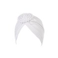 thumbnail image 2 of Minnieouse Turbante tejido nudo estilo étnico musulmán Hijab sombrero Donut cubierta diadema gorras Bonnet decoración del cabello para mujeres Sombreros Blanco Minnieouse AP011270-04B, 2 of 6