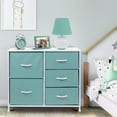 thumbnail image 2 of 5 Drawers Chest Dresser - Wood Top Finish - Art Deco, Aqua, 2 of 5