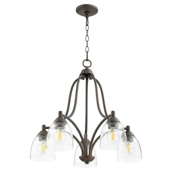 Dawson Wynd 5 Light Nook Chandelier in Bailey Street Home Home Collection Style 24 inches Wide By 22.5 inches High-Oiled Bronze Finish-Clear Glass