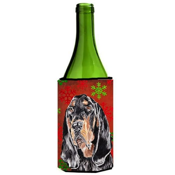Coonhound Red Snowflake Christmas Wine bottle sleeve Hugger - 24 oz.