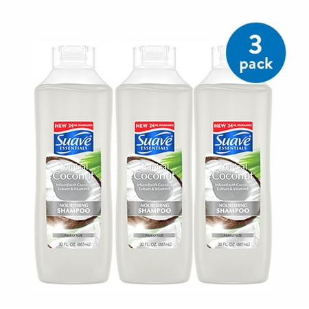 (3 Pack) Suave Essentials Tropical Coconut Shampoo, 30 (Best Shampoo For Shiny Hair)